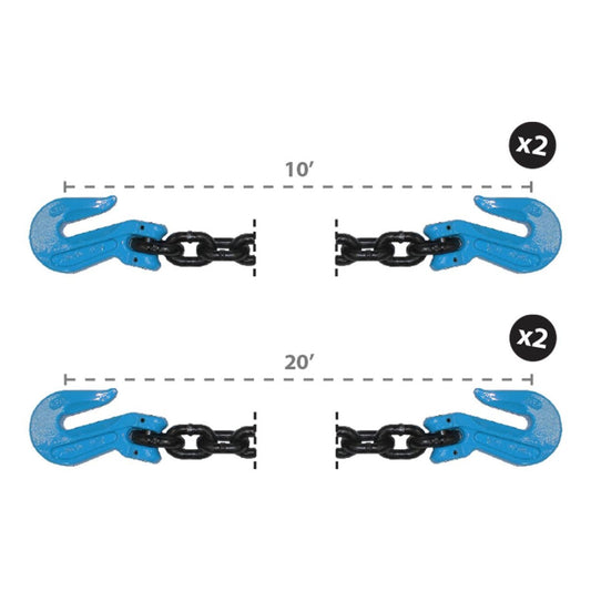 B/A Products Co. 1/2" Grade 100 Non-Cradle Grab Hook Chain Kit - G10-NCG12 - starequipmentsales