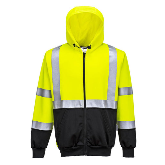 UB315 - Hi-Vis Two-Tone Zipped Hoodie Yellow/Black - starequipmentsales